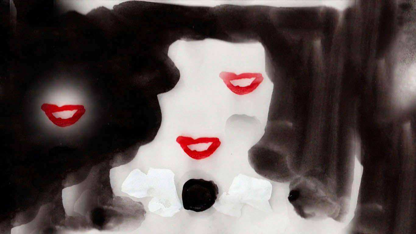 Film still from artist Emilia Izquierdo's experimental film Crack, 2018. Hand drawn animation.