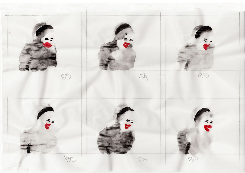 Film still from artist Emilia Izquierdo's experimental Film Crack, 2018. Seen frame by frame drawings for animation.